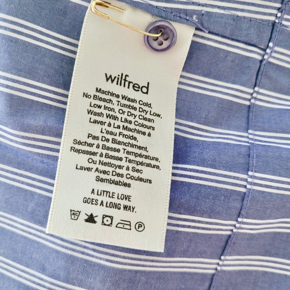 Aritzia Wilfred Le Fou Lessines Poplin Smock Dress Blue Stripe Size XS Oversized - Picture 12 of 14